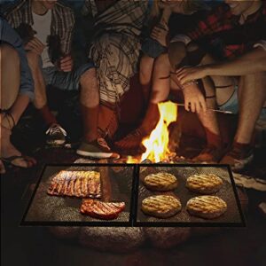 VEVOR Fire Pit Cooking Grill Grate 44 x 15 in Foldable Rectangle Campfire BBQ Rack, Heavy Duty X-Marks with Portable Handle & Support Wire for Outdoor Picnic Party & Gathering, Black