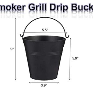 Big Part Black Grease Drip Bucket with12-Pack Disposable Foil Liner Kit Replacement Parts for Oklahoma Joe's, Also Fits Most Wood Pellet Grill & Offset Smokers, White-Black