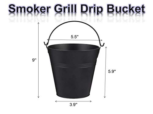 Big Part Black Grease Drip Bucket with12-Pack Disposable Foil Liner Kit Replacement Parts for Oklahoma Joe's, Also Fits Most Wood Pellet Grill & Offset Smokers, White-Black