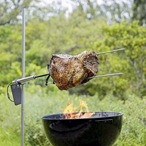 The KANKA GRILL: Heavy Duty Rotisserie Grill for Home + portable for Outdoors. Electric Motor works with 110-240V or batteries. Cook over any grill or fire. ALL steel professional grade equipment