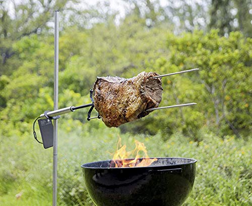 The KANKA GRILL: Heavy Duty Rotisserie Grill for Home + portable for Outdoors. Electric Motor works with 110-240V or batteries. Cook over any grill or fire. ALL steel professional grade equipment