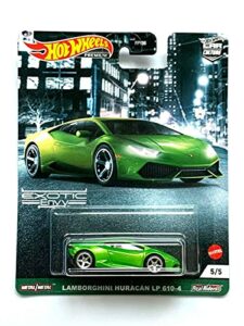 metal hotwheels premium car culture lamborghin huracan lp 610-4 [green] – exotic envy 5/5 for unisex children