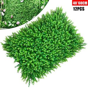 CNCEST 12pcs Artificial Simulation Boxwood Hedge Wall Plant Panel Waterproof Outdoor Plant Panels Grass Fence 60x40x4cm (12Pcs)