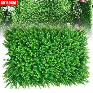 CNCEST 12pcs Artificial Simulation Boxwood Hedge Wall Plant Panel Waterproof Outdoor Plant Panels Grass Fence 60x40x4cm (12Pcs)