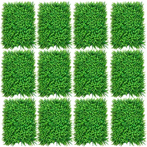 CNCEST 12pcs Artificial Simulation Boxwood Hedge Wall Plant Panel Waterproof Outdoor Plant Panels Grass Fence 60x40x4cm (12Pcs)