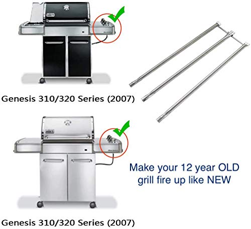 Hongso 34 1/4" Long Stainless Steel Burner Tube Set Replacement for Weber Genesis 300 Series E-310 E-320 EP-310 EP-320 S-310 S-320 Gas Grills (with Side Control Panel Only), 67722 SBG722