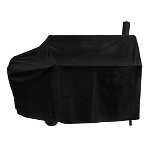 unicook offset smoker cover 60 inch, outdoor heavy duty waterproof charcoal grill cover, fade and uv resistant smokestack bbq cover, compatible for brinkmann, char-broil, royal gourmet and more, black