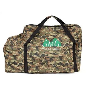 green mountain grills gmg-6015 weatherproof tote bag with zippers and velcro for davy crockett portable pellet barbeque models, camouflage