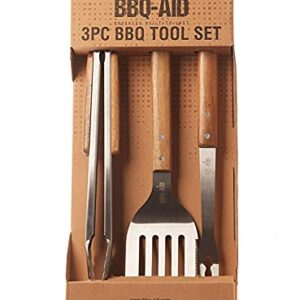 BBQ-AID Pro Grill Set - 6 Piece Bundle - Featuring Grill Brush, Replacement Heads, Spatula, Tongs, and Fork