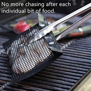 WOHLOPL Grill Bags - Reusable Non-Stick BBQ Mesh Grill Bags, 4 Pieces Large Barbeque Bags for Grilling, Easy to Clean, Two Sizes, 15.7 x 10.6 Inch, 8.66 x 10.6 Inch