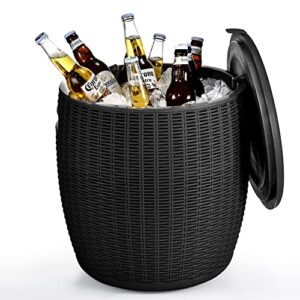 yitahome ice cooler, outdoor patio cool bar and hot tub side table with 9.8 gallon, 4-in-1 ice bucket, beer and wine cooler for picnic, poolside and backyard, waterproof