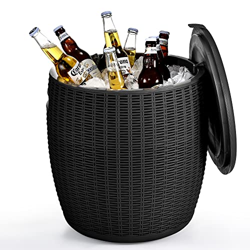 YITAHOME Ice Cooler, Outdoor Patio Cool Bar and Hot Tub Side Table with 9.8 Gallon, 4-in-1 Ice Bucket, Beer and Wine Cooler for Picnic, Poolside and Backyard, Waterproof