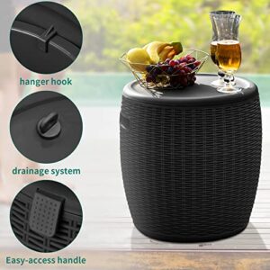 YITAHOME Ice Cooler, Outdoor Patio Cool Bar and Hot Tub Side Table with 9.8 Gallon, 4-in-1 Ice Bucket, Beer and Wine Cooler for Picnic, Poolside and Backyard, Waterproof