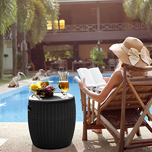 YITAHOME Ice Cooler, Outdoor Patio Cool Bar and Hot Tub Side Table with 9.8 Gallon, 4-in-1 Ice Bucket, Beer and Wine Cooler for Picnic, Poolside and Backyard, Waterproof