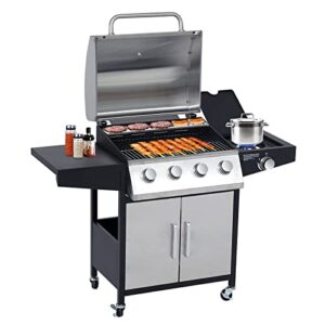 4-burner bbq propane grills outdoor gas grill with side burner stainless steel grills with wheels for camp cooking barbecues