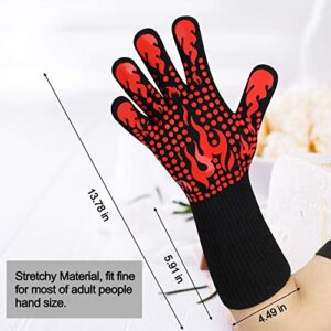 Comsmart BBQ Gloves, 1472 Degree F Heat Resistant Grilling Gloves Silicone Non-Slip Oven Gloves Long Kitchen Gloves for Barbecue, Cooking, Baking, Cutting