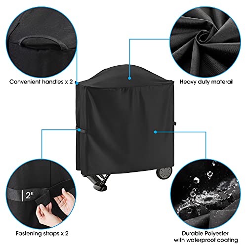 Unicook Grill Cover for Weber Q 100/1000 Q 200/2000 Grills with Q Portable Cart, Compared to Weber 7113, Heavy Duty Waterproof Full Length Portable Grill Cover, Fade and UV Resistant Material, Black