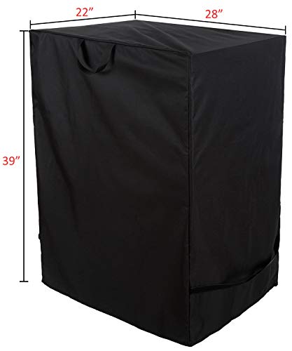 Nicunom Square Electric Smoker Cover, 600D Heavy Duty Waterproof Grill Cover, Dust UV and Fade Resistant Fabric, Durable and Convenient with Handles and Straps, 28" x 22" x 39", Black