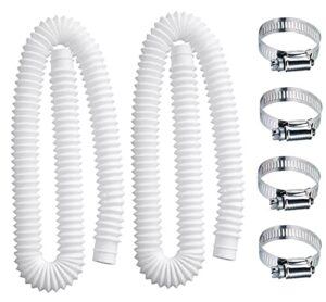 pool hoses for above ground pools, 1.25 intex filter pool pump replacement hose fit for 330 gph, 530 gph, 1000 gph – pool filter hose for intex models 607 and 637 (2 pack)