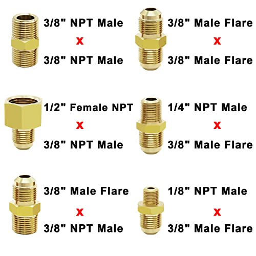 12 Feet High Pressure Braided Propane Hose Extension with Conversion Coupling 3/8" Flare to 1/2" Female NPT, 1/4" Male NPT, 1/8" NPT Male,3/8" Male NPT, 3/8" Male Flare for BBQ Grill, Fire Pit, Heater