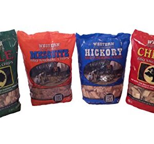 Western BBQ Smoking Wood Chips Variety Pack Bundle (4)- Apple, Mesquite, Hickory, and Cherry Flavors (Original Version)