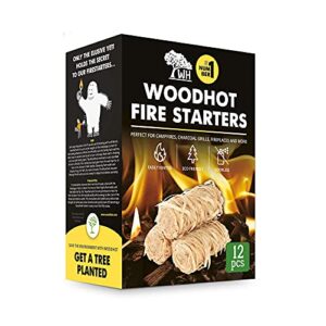 wh woodhot quick ignite natural yeti fire starter pack of 12 with 12 minutes burning time for fireplace campfires grill charcoal bbq pizza oven