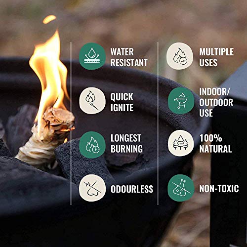 WH Woodhot Quick Ignite Natural Yeti Fire Starter Pack of 12 with 12 Minutes Burning Time for Fireplace Campfires Grill Charcoal BBQ Pizza Oven
