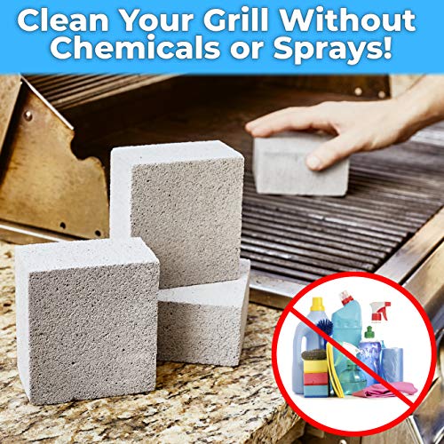 Heavy Duty, Non-Toxic Grey Grill Brick Cleaner 12 Pack. Reusable Chemical Free BBQ Pumice Cleaning Block for Flattops, Grills and Griddles. Non Scratch Grillstone is the Perfect Barbecue Scouring Tool