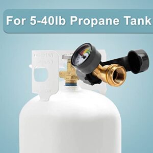 SHINESTAR Universal Propane Tank Gauge for 5-40 Pound LP Tanks | Gas Level Indicator for Grill, Heater, RV Camper, QCC1/Type 1 Connection