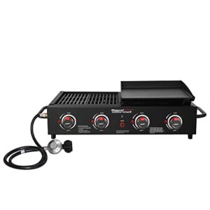 royal gourmet 4- burner portable propane griddle grill combo tailgater griddle flat top propan gas grill, black, gd4002tb
