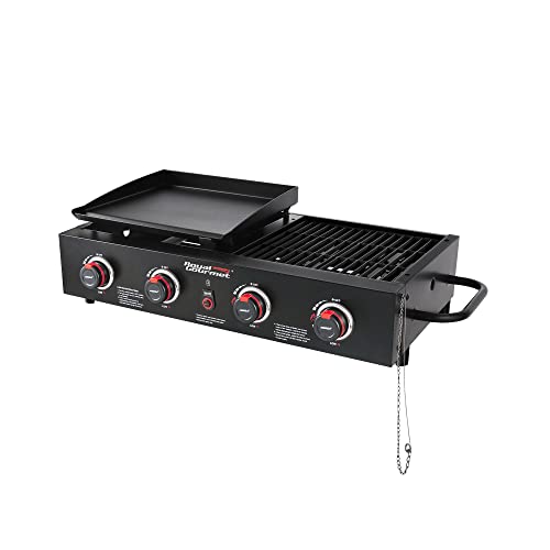 Royal Gourmet 4- Burner Portable Propane Griddle Grill Combo tailgater Griddle Flat Top Propan Gas Grill, Black, GD4002TB