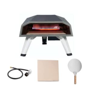 outdoor pizza oven gas pizza oven portable outside ovens – foldable feet with propane gas regulator and hose, pizza peel, stone. 12” pizza maker for outdoor cooking
