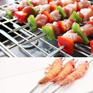 Acroyan 12 Pack Kebab Skewers 16.5 Inch Grill Skewers Stainless Steel BBQ Barbecue Sticks Flat Skewer Heavy Duty Large Wide Reusable with Nonslip Wooden Handle for Kabob Shrimp Chicken Beef Vegetable