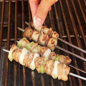 Acroyan 12 Pack Kebab Skewers 16.5 Inch Grill Skewers Stainless Steel BBQ Barbecue Sticks Flat Skewer Heavy Duty Large Wide Reusable with Nonslip Wooden Handle for Kabob Shrimp Chicken Beef Vegetable