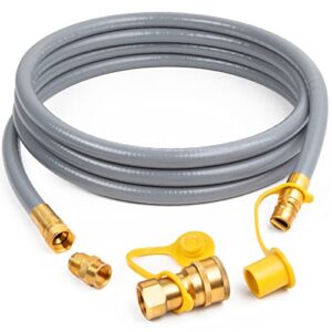 shinestar 1/2″ id natural gas hose (12 feet), low pressure propane quick disconnect hose, compatible with weber, char-broil, patio heater, bbq, and more