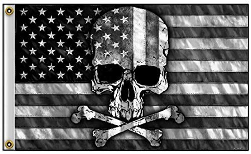 Lordzables Black and White American Flag with Skull & Crossbones 3' x 5' Flag