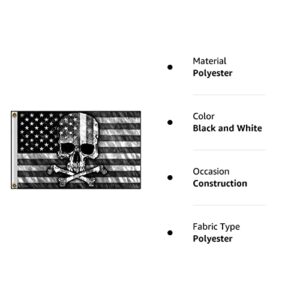 Lordzables Black and White American Flag with Skull & Crossbones 3' x 5' Flag