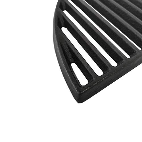 ZLjoint Half Moon Cast Iron Reversible Griddle and Grate Compatible Kamado Joe Classic I, II, III; 18" (Griddle+Grate)