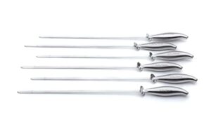 professional chef’s stainless steel bbq skewers – set of 6 | reusable metal kebab skewers with a unique easy-slide design | from jean patrique