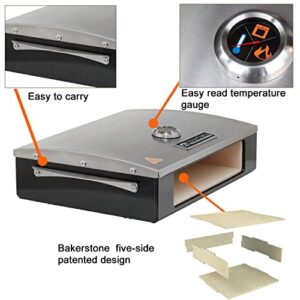 Outdoor Pizza Oven for Grill Professional Series Stainless and Enamel Steel Pizza Stone Box Oven Grill for Garden Outside Backyard Grill Pizza Oven