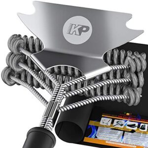 kp 3 in 1 dream set- safe grill cleaning kit – bristle free grill brush for outdoor grill w/grill scraper +heavy duty grill mat|best bbq brush for grill cleaning | grill accessories for all grills