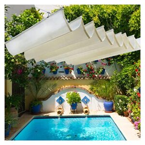 lxlights retractable wave shade sails, u shaped sliding roller blind with mounting kit, outdoor patio roof replacement shade cover for anti-uv sun protection (color : off white, size : 1.1x10m)