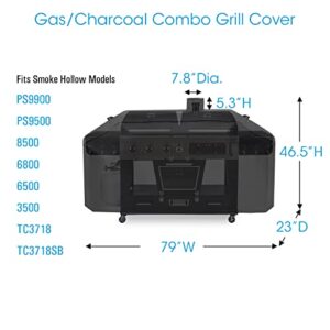 Unicook 79 Inch Grill Cover, Compatible with Smoke Hollow, Pit Boss, Heavy Duty Waterproof Gas Charcoal Combo Grill Cover with Sealed Seam, Fade Resistant BBQ Cover, Compared to Smoke Hollow GC7000