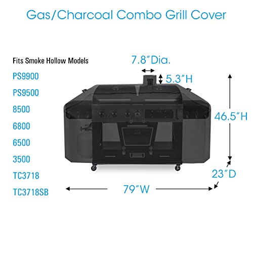 Unicook 79 Inch Grill Cover, Compatible with Smoke Hollow, Pit Boss, Heavy Duty Waterproof Gas Charcoal Combo Grill Cover with Sealed Seam, Fade Resistant BBQ Cover, Compared to Smoke Hollow GC7000