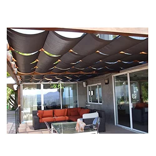 Pergola Shade Cover Retractable Canopy, Replacement Awnings Wave Sail Light Filter for Outdoor Deck Porch Patio Slide Hang (Color : Brown, Size : 0.8x7m)