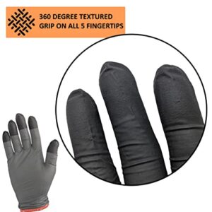 HDMNDD Black Disposable BBQ Gloves Kit with 50 Heavy Duty Textured Fingertip Grips and 2 heat resistant, washable, reusable Glove Liners for Grill BBQ Cooking Gloves, Meat Gloves for Pulling Meat