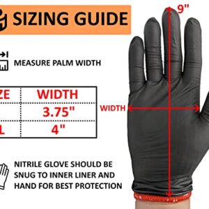 HDMNDD Black Disposable BBQ Gloves Kit with 50 Heavy Duty Textured Fingertip Grips and 2 heat resistant, washable, reusable Glove Liners for Grill BBQ Cooking Gloves, Meat Gloves for Pulling Meat