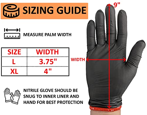 HDMNDD Black Disposable BBQ Gloves Kit with 50 Heavy Duty Textured Fingertip Grips and 2 heat resistant, washable, reusable Glove Liners for Grill BBQ Cooking Gloves, Meat Gloves for Pulling Meat