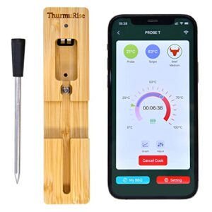 thurmurise smart wireless meat thermometer, 33-ft wireless range, high-precision bluetooth meat thermometer for grill, oven, smoker, rotisserie and bbq, 1 probe