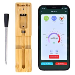 Thurmurise Smart Wireless Meat Thermometer, 33-ft Wireless Range, High-Precision Bluetooth Meat Thermometer for Grill, Oven, Smoker, Rotisserie and BBQ, 1 Probe